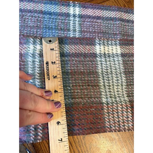 Vintage Pastel Plaid Fringe Scarf British Hong Kong Vintage 1980s Wool Blend - Picture 4 of 5